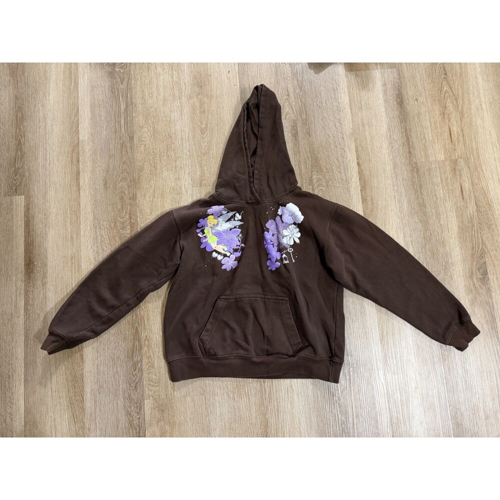 Vintage Y2K Disney Fairies Tinkerbell Brown Purple Hoodie Girls Size 10-12